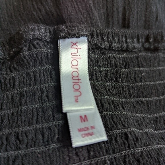 Xhilaration Black Strapless Lace Linen Women's Flowy Romper Size Medium - Picture 6 of 8